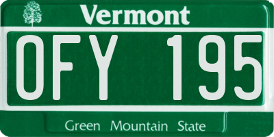 VT license plate OFY195