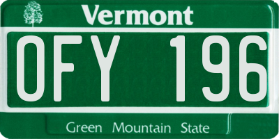 VT license plate OFY196