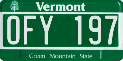 VT license plate OFY197