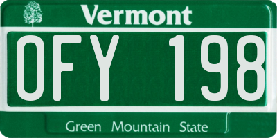VT license plate OFY198