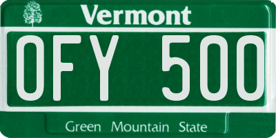 VT license plate OFY500