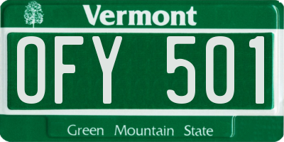 VT license plate OFY501