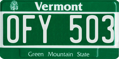 VT license plate OFY503