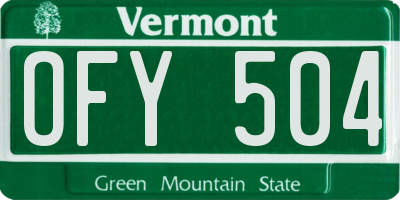 VT license plate OFY504