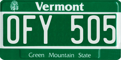VT license plate OFY505