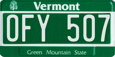 VT license plate OFY507