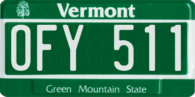 VT license plate OFY511