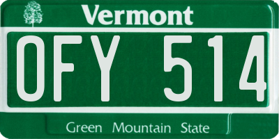 VT license plate OFY514