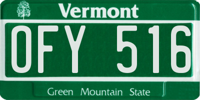 VT license plate OFY516