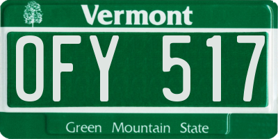 VT license plate OFY517