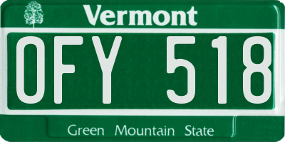 VT license plate OFY518