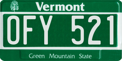 VT license plate OFY521