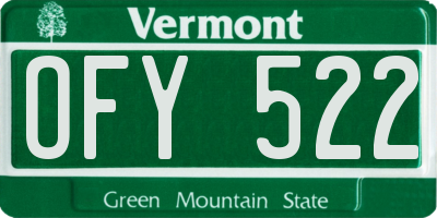VT license plate OFY522