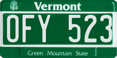 VT license plate OFY523