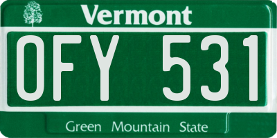 VT license plate OFY531