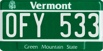 VT license plate OFY533