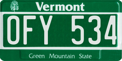 VT license plate OFY534
