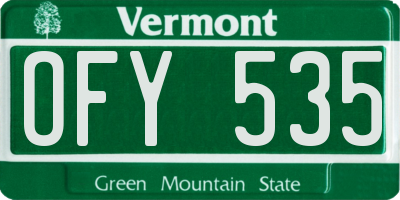 VT license plate OFY535