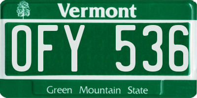 VT license plate OFY536