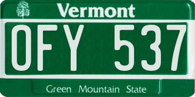 VT license plate OFY537