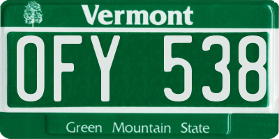 VT license plate OFY538