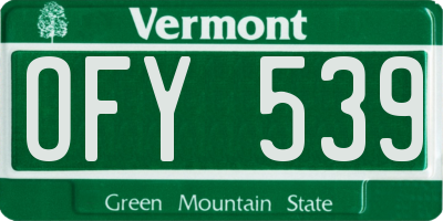 VT license plate OFY539