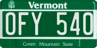 VT license plate OFY540