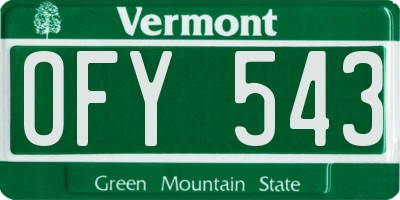 VT license plate OFY543
