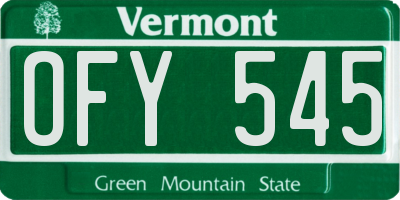 VT license plate OFY545