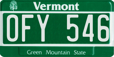VT license plate OFY546