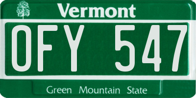 VT license plate OFY547