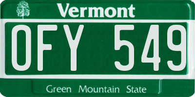 VT license plate OFY549