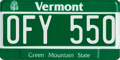 VT license plate OFY550