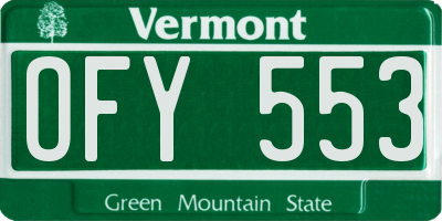 VT license plate OFY553