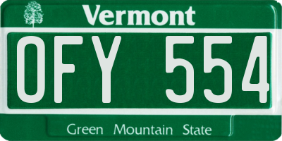 VT license plate OFY554