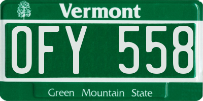 VT license plate OFY558