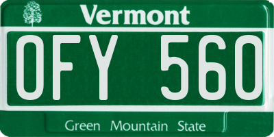 VT license plate OFY560