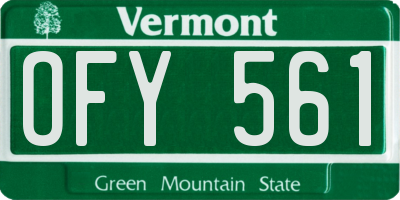 VT license plate OFY561