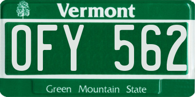 VT license plate OFY562