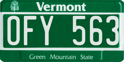 VT license plate OFY563
