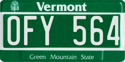 VT license plate OFY564