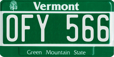 VT license plate OFY566