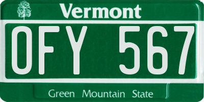 VT license plate OFY567