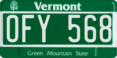 VT license plate OFY568