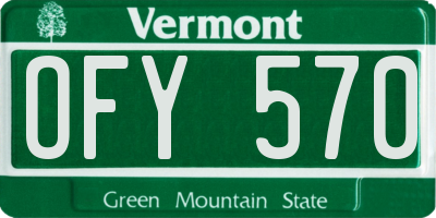 VT license plate OFY570