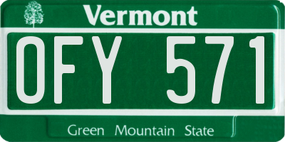 VT license plate OFY571