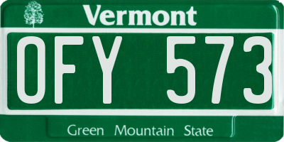 VT license plate OFY573