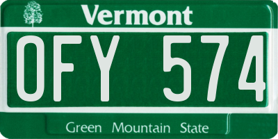 VT license plate OFY574