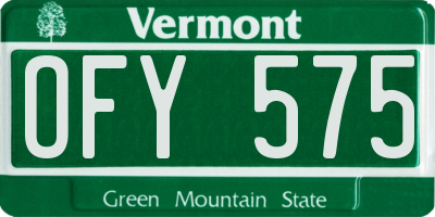 VT license plate OFY575