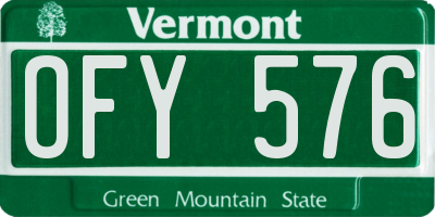 VT license plate OFY576